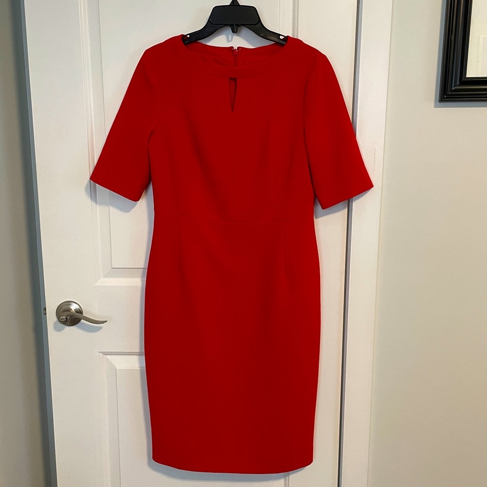 Hobbs sheath dress with keyhole detail in lipstick red